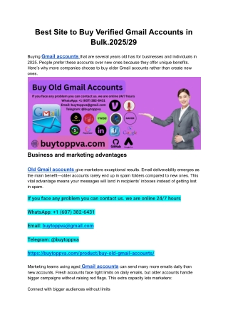 Best Site to Buy Verified Gmail Accounts in Bulk