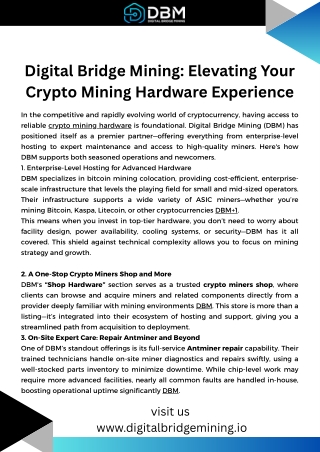 Digital Bridge Mining Elevating Your Crypto Mining Hardware Experience