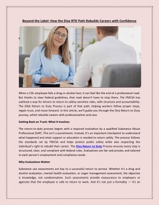 Beyond the Label: How the Disa RTD Path Rebuilds Careers with Confidence