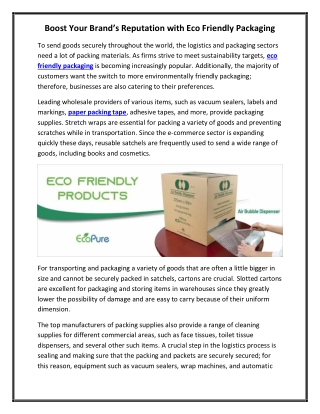 Boost Your Brand’s Reputation with Eco Friendly Packaging