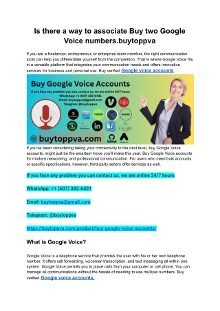 Is there a way to associate Buy two Google Voice numbers.buytoppva