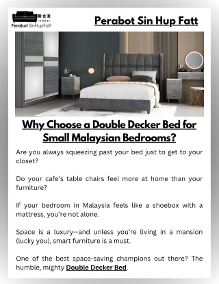 Why Choose a Double Decker Bed for Small Malaysian Bedrooms?