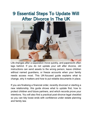 9 Essential Steps To Update Will After Divorce In The UK