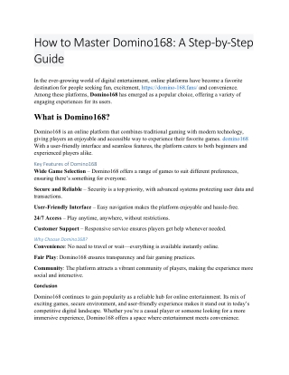 How to Master Domino168
