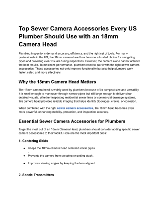 Boost Your 18mm Camera Head with the Right Sewer Camera Accessories