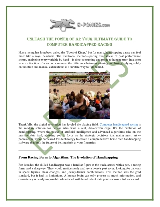 Handicapping Software Horse Racing