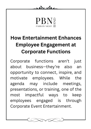 How Entertainment Enhances Employee Engagement at Corporate Functions