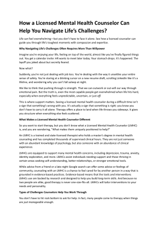 Mental Health Counselor