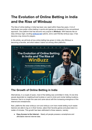 The Evolution of Online Betting in India and the Rise of Winbuzz