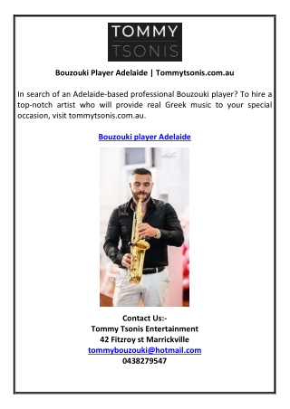 Bouzouki Player Adelaide | Tommytsonis.com.au