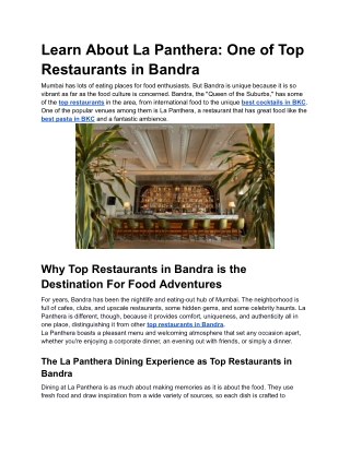 Learn About La Panthera_ One of Top Restaurants in Bandra
