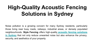 High-Quality Acoustic Fencing Solutions in Sydney