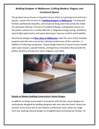 Building Designer in Melbourne Crafting Modern, Elegant, and Functional Spaces