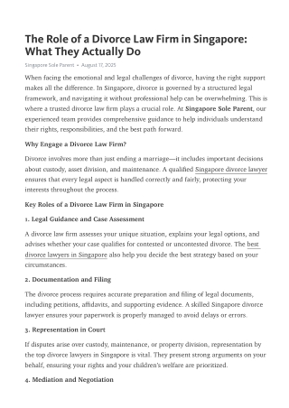 The Role of a Divorce Law Firm in Singapore: What They Actually Do