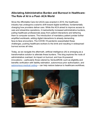 Alleviating Administrative Burden and Burnout in Healthcare_ The Role of AI in a Post- ACA World