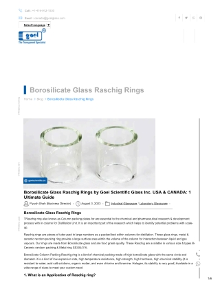 Uses of Borosilicate Raschig Rings | Goel Scientific