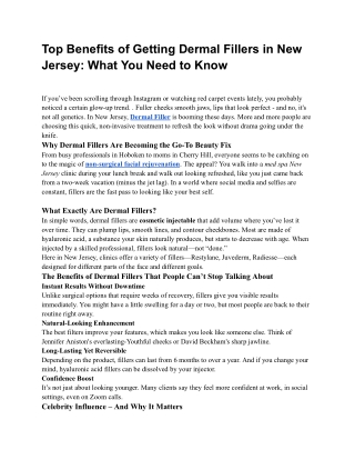 What to Know About Dermal Fillers in New Jersey
