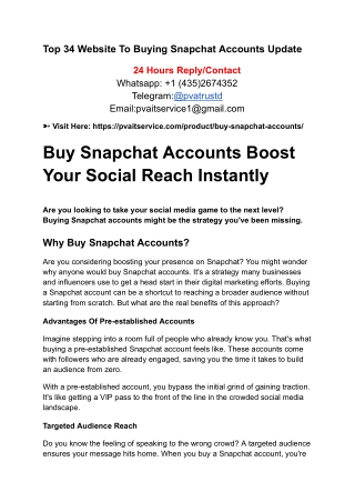 Top 34 Website To Buying Snapchat Accounts Update