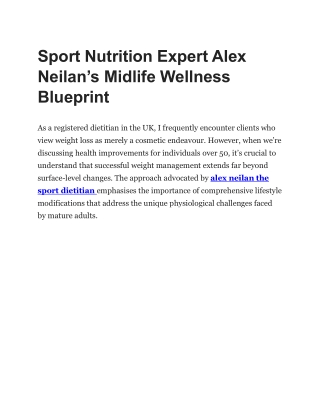 Sport Nutrition Expert Alex Neilan’s Midlife Wellness Blueprint