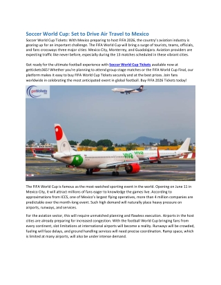 Soccer World Cup Set to Drive Air Travel to Mexico