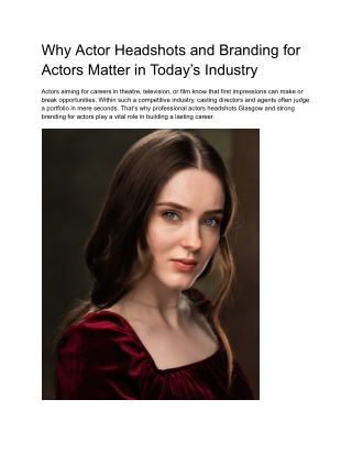 Why Actor Headshots and Branding for Actors Matter in Today’s Industry