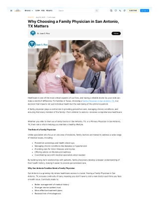 Why Choosing a Family Physician in San Antonio, TX Matters