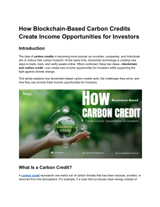 How Blockchain-Based Carbon Credits Create Income Opportunities for Investors