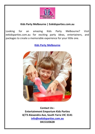 Kids Party Melbourne | Eekidsparties.com.au