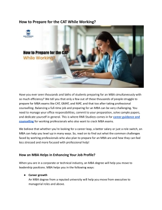 Prepare for CAT While Working: Tips for MBA Aspirants