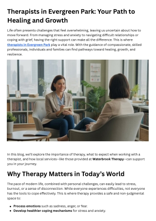 Therapists in Evergreen Park Your Path to Healing and Growth