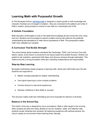 Learning Math with Purposeful Growth