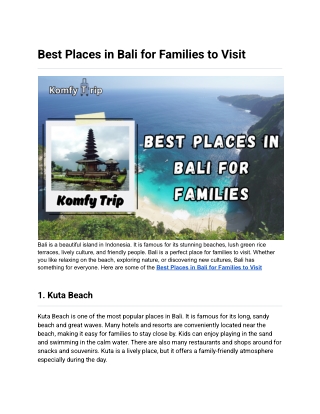 Best places in bali for families