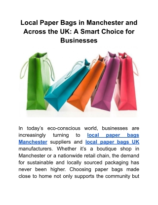 Local Paper Bags in Manchester and Across the UK_ A Smart Choice for Businesses