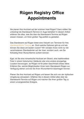 Rügen Registry Office Appointments
