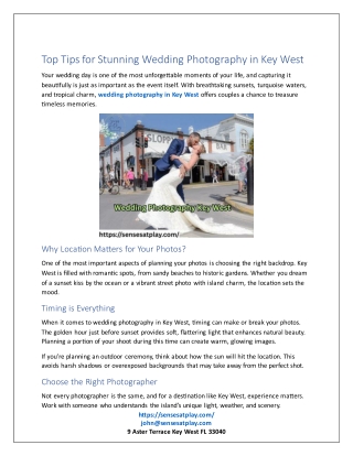 Top Tips for Stunning Wedding Photography in Key West