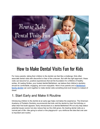 How to Make Dental Visits Fun for Kids