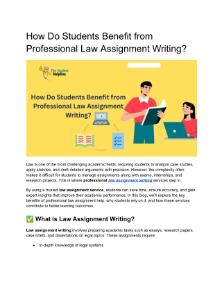 How Do Students Benefit from Professional Law Assignment Writing
