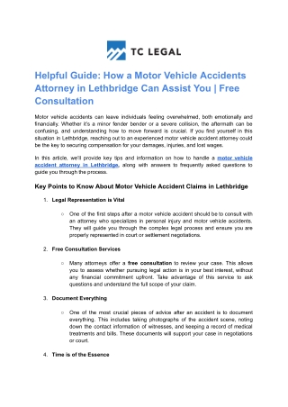 Hiring a Motor Vehicle Accidents Attorney in Lethbridge: Get the Legal Help You