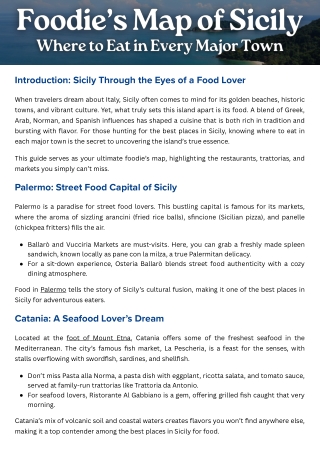 Foodie’s Map of Sicily | Where to Eat in Every Major Town