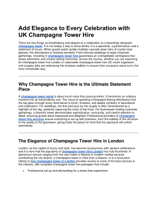 Add Elegance to Every Celebration with UK Champagne Tower Hire