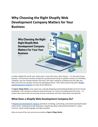Why Your Business Needs the Right Shopify Web Development Company