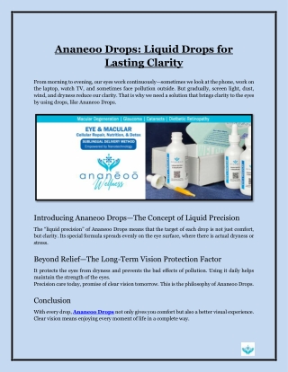 Ananeoo Drops- Liquid Drops for Lasting Clarity