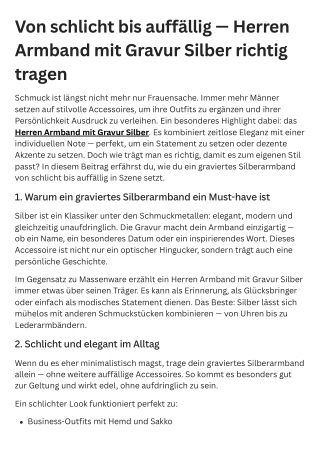 Von schlicht bis auffällig — Herren Armband mit Gravur Silber richtig tragen