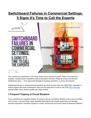 Switchboard Failures in Commercial Settings: 5 Signs It's Time to Call Experts