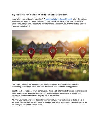 Buy Residential Plot in Sector 80, Noida – Smart Land Investment