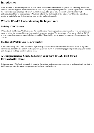 A Comprehensive Guide to Sizing Your New HVAC Unit for an Edwardsville Home