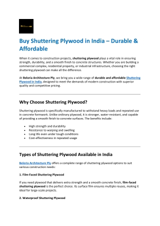 Buy Shuttering Plywood in India – Durable & Affordable