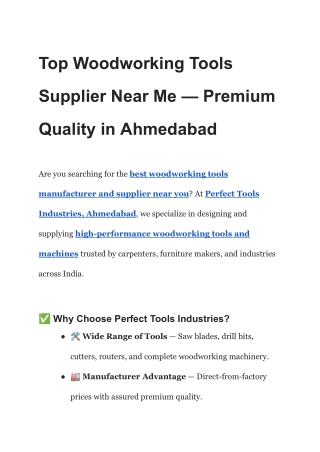 Top Woodworking Tools Supplier Near Me — Premium Quality in Ahmedabad