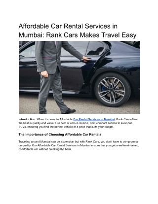 Affordable Car Rental Services in Mumbai_ Rank Cars Makes Travel Easy