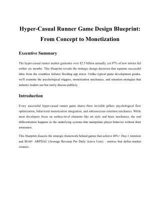 The Psychology of Hyper-Casual Runner Games: A Data-Driven Design Methodology